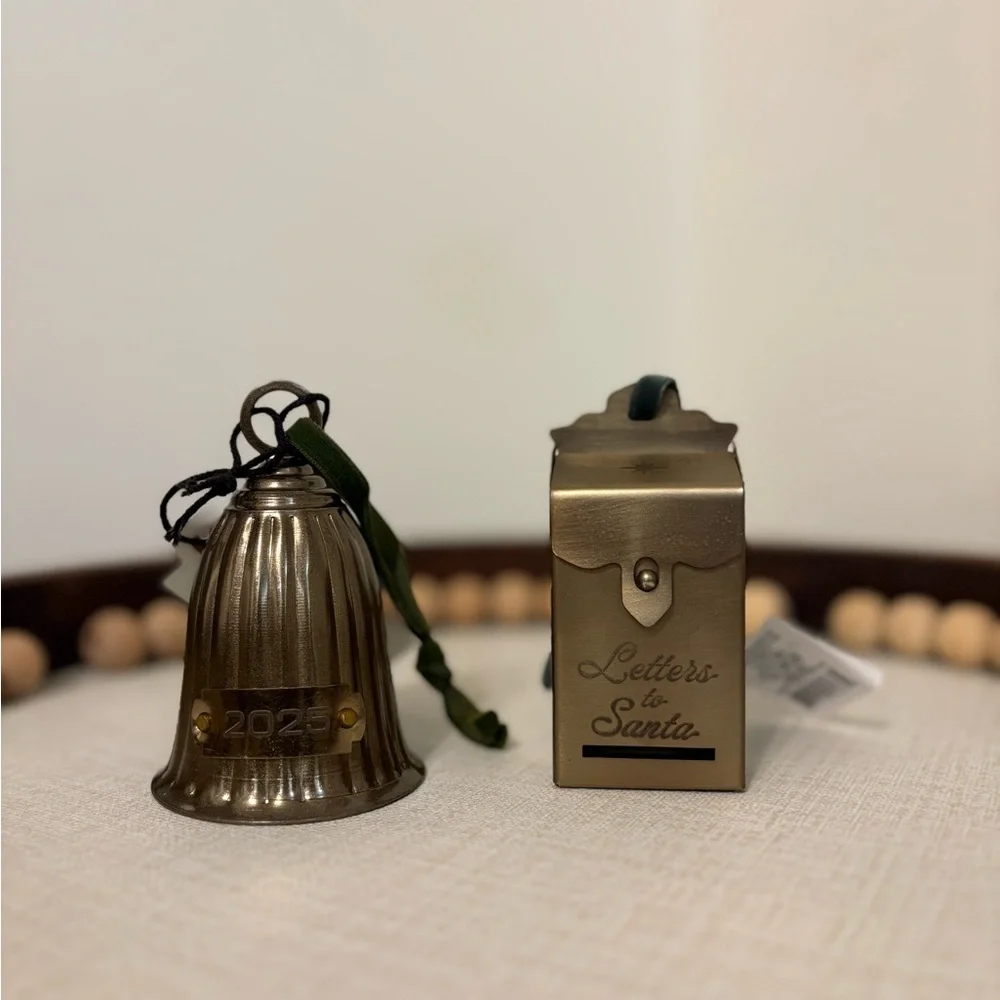 Hearth and hand brass ornament trio Star, letters to Santa and 2025 bell - Picture 2 of 2